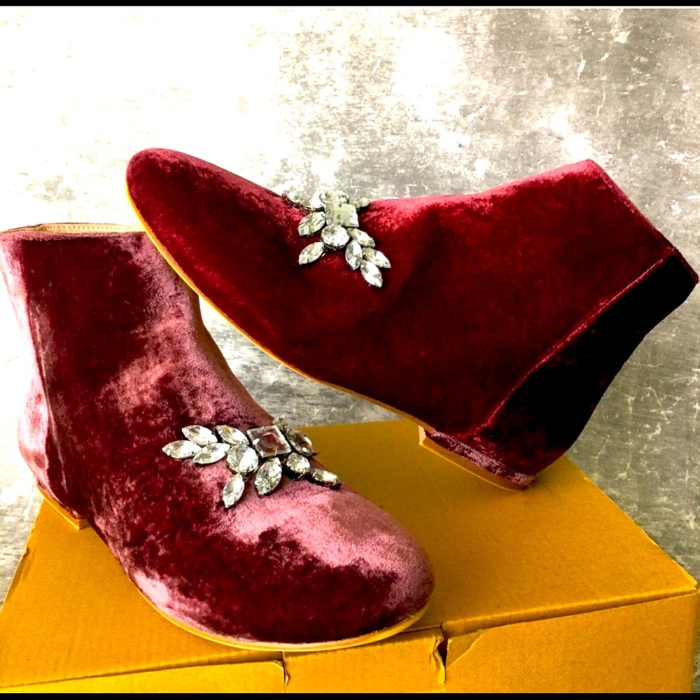 KIDS💫 ZARA EMBELLISHED💎 VELVET ANKLE BOOTS ♥️♥️